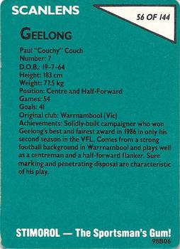 1988 Scanlens VFL #56 Paul Couch Back